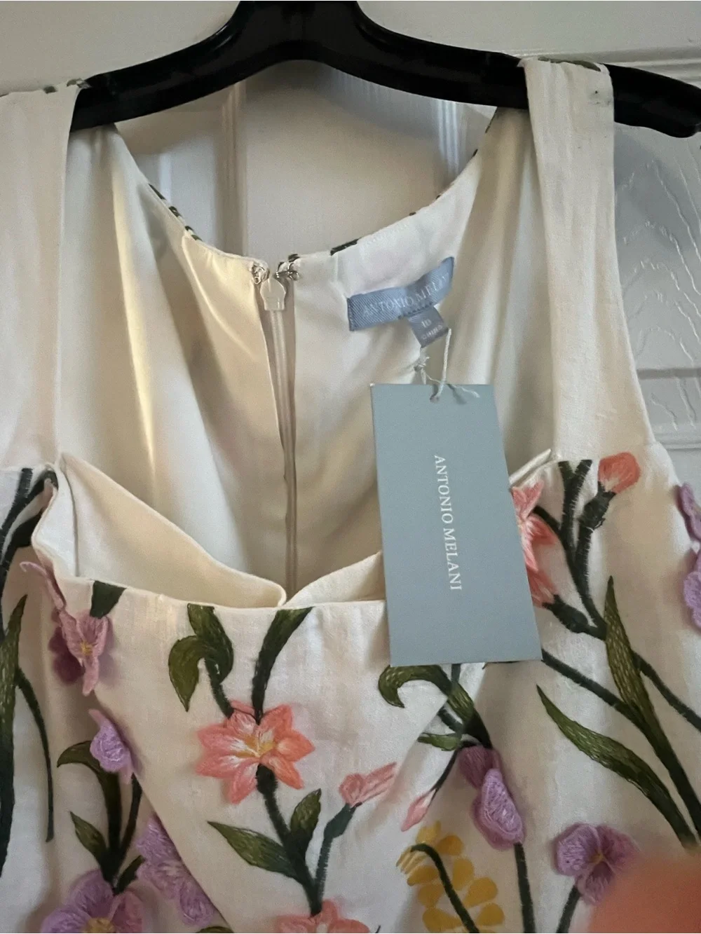 ANTONIO MELANI Cream Floral Embroidered Midi Dress
